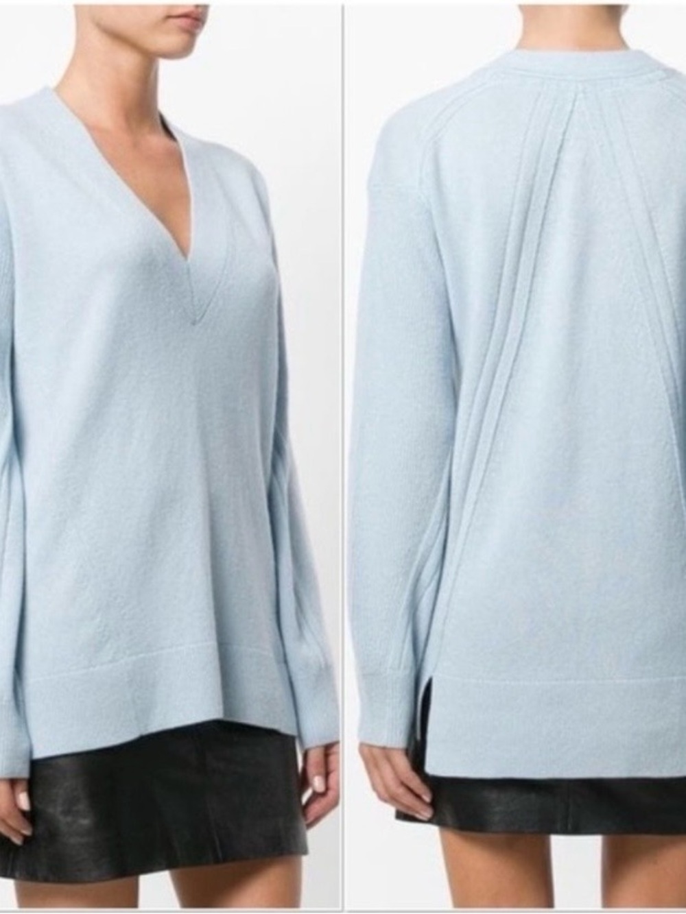 Rag & Bone Ace Cashmere Light Blue V-Neck Sweater, Medium, Retail $450